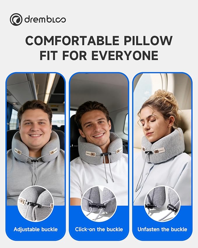 Travel Neck Pillow for Airplane, Premium Memory Foam 360° Ergonomic Support for Sleeping on Long Flights, Compact Portable Sleep Essential with Comfortable Cover for Cars, Office Naps & Home Use - Image 6