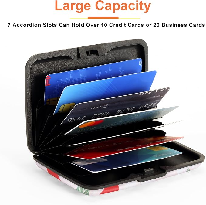 Mayski 2 Pack Credit Card Holder for Women RFID Blocking Wallet, Cherry | Card Wallets for Women Small Mini Business Metal Accordion Aluminum Alloy Hard Case for Men - Image 4