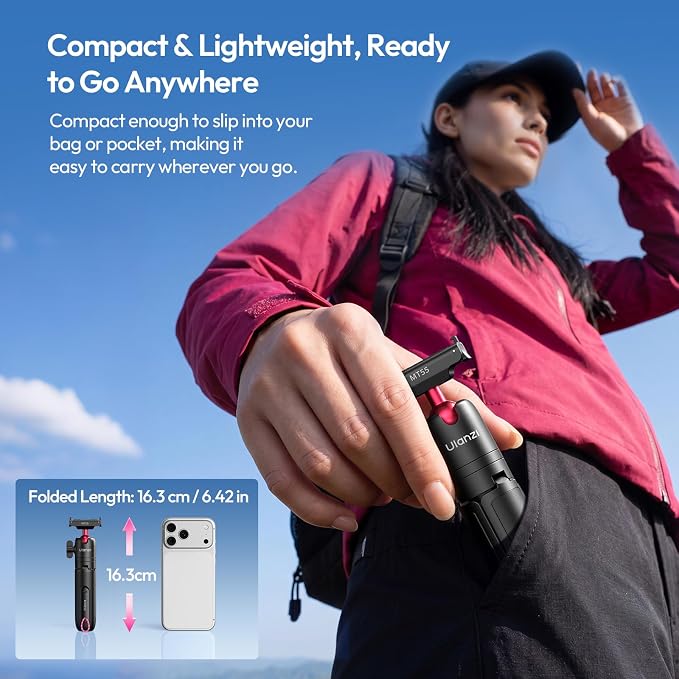 ULANZI Magnetic Mini Tripod Selfie Stick for Action 6/Nano/Xtra Atto | Mantis Hook, Quick Snap Strap Mount, Magnetic Base for Action 6 Nano, 4-Section Extension, 360° Ball Head - Image 6