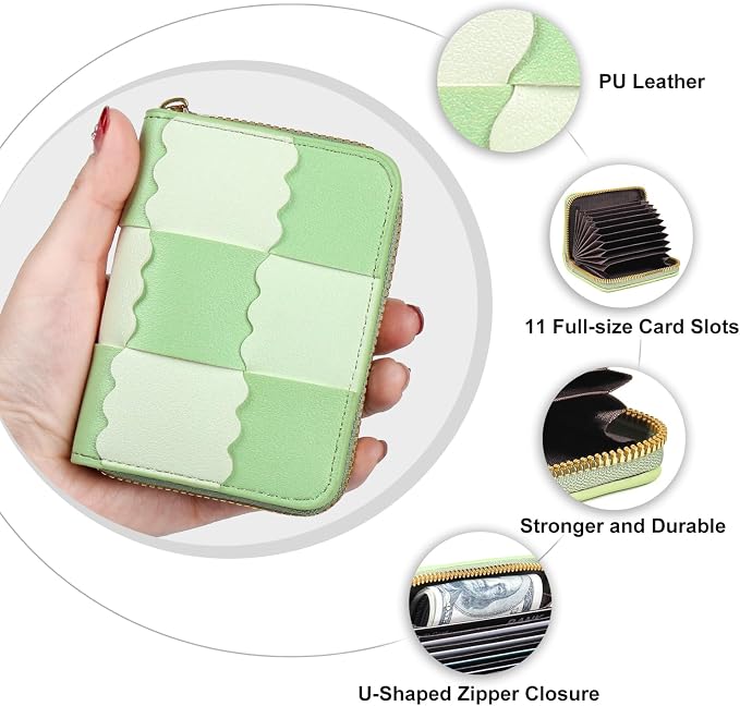 Credit Card Wallet, RFID Card Case Wallet, Zipper Card Cases Holder for Men Women, RFID Blocking, KeyChain Wallet, Compact Size Card Organizer Case for Women - Image 5