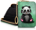Blusabaca RFID Credit Card Holder Small Women Travel Wallet, Cute Panda | Removable Keychain, Case with Zipper, Vegan PU Leather, Cash Coin Pocket, Business Accordion Purse, Ladies Female Gift by Blusabaca