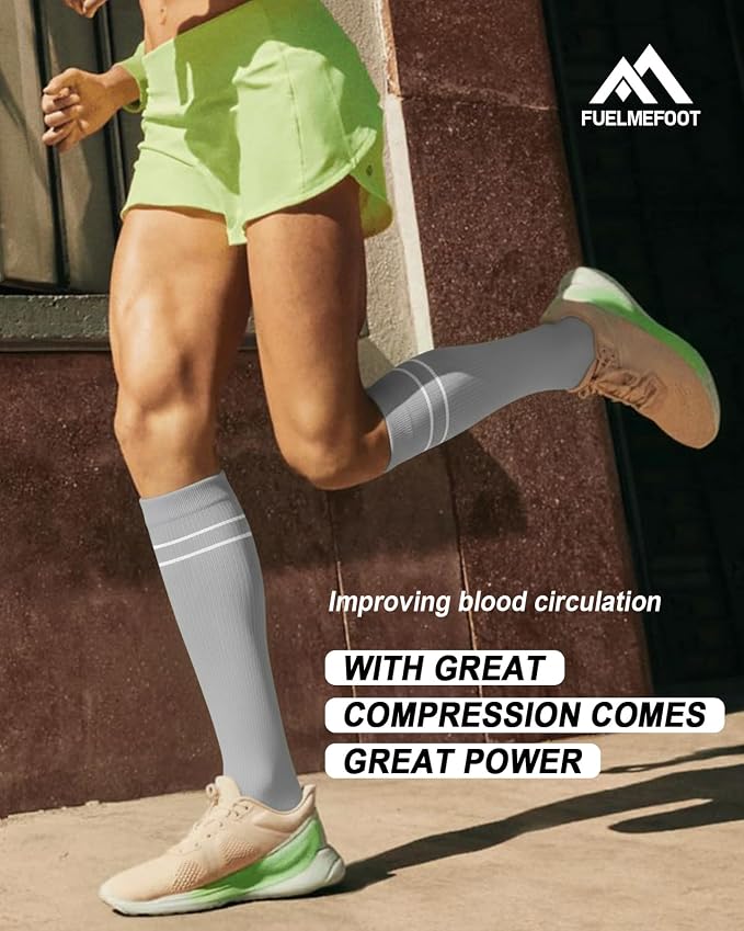 6 Pairs Compression Socks for Women & Men 15-20mmHg Knee High Socks | Graduated Compression Socks Supports Circulation, Ideal for Nurses Pregnancy, Travel, Flying, Running & Daily Wear - Image 2
