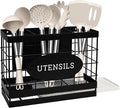 Magnetic Utensil Holder for Fridge Large Silverware Organizer Kitchen Utensil Organizer with Draining Kitchen Counter Sturdy Black Metal Cooking Caddy Storage for Silicone Spatula Fork Spoon by Unknown