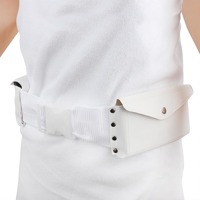 Ihram Belt for Men Hajj Umrah Adjustable Hajj Belt with Front Pockets PU Ihram Money Belt Waist Packs Anti Theft for Hajj Umrah, Fits Up to 50” Waist, White - Image 5