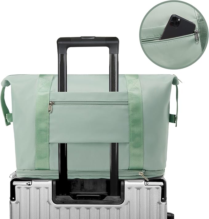 ZGWJ Travel Tote Bags, Expandable Overnight Weekender Bag for Women Foldable Carry-On | Expandable - Image 6