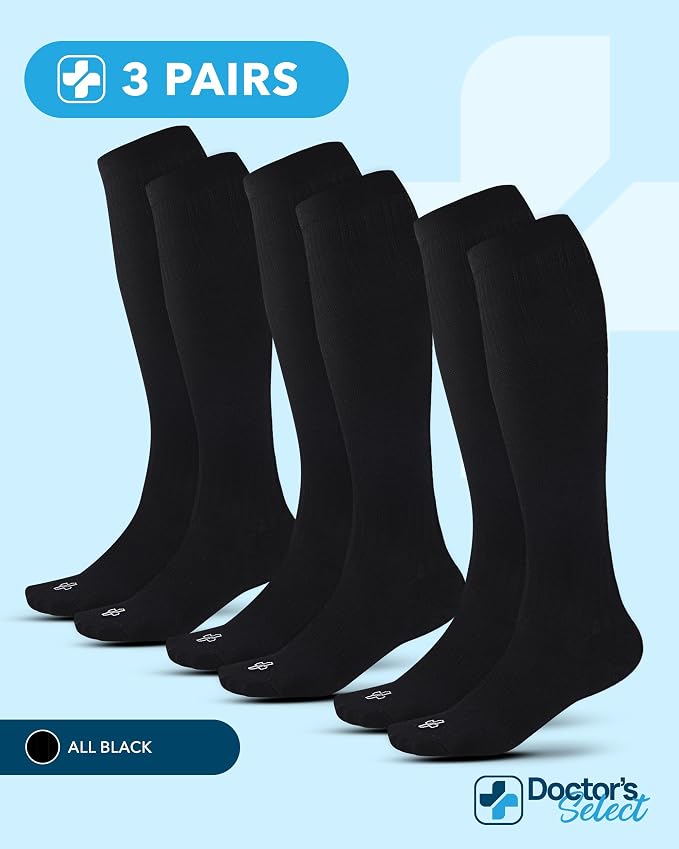 Doctor's Select® Bamboo Viscose Light Compression Socks for Women & Men - 3 Pairs, 8-15 mmHg Compression Socks, Knee High - Image 4