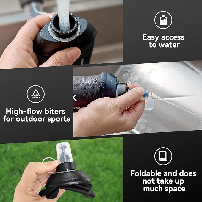 AXEN Soft Flask TPU Foldable Running Hydration Flask, Soft Collapsible Water Bottle for Hydration Pack Cycling Marathon Running Hiking - Image 3