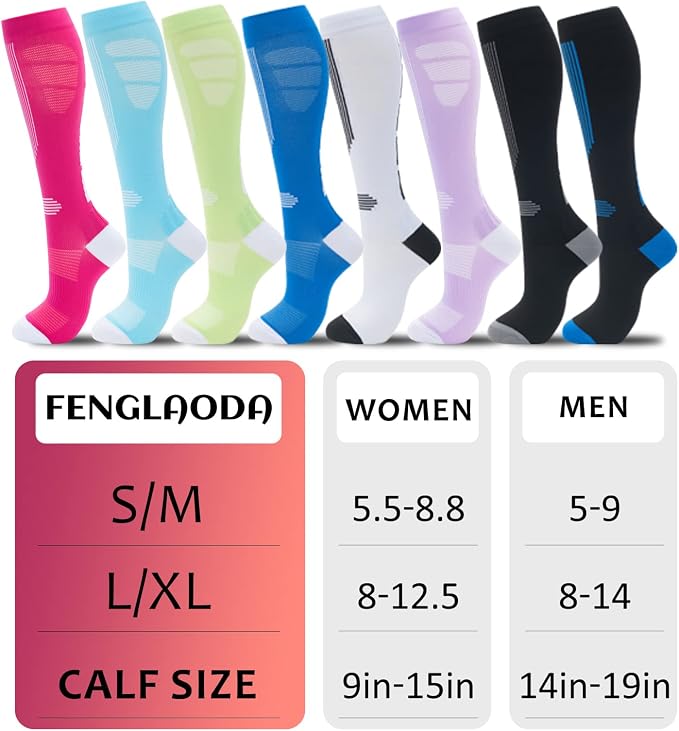 fenglaoda Compression Socks for Women Men 3 Pairs Graduated Compression Support Circulation Socks for Nurses - Image 3