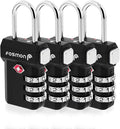Fosmon TSA Approved Luggage Locks, 3 Digit Combination, 4 Pack Black | Open Alert Indicator, Push Release Button, Durable Alloy Body, Suitcase Travel Lock, Travel Bag Zipper Anti Theft by Fosmon