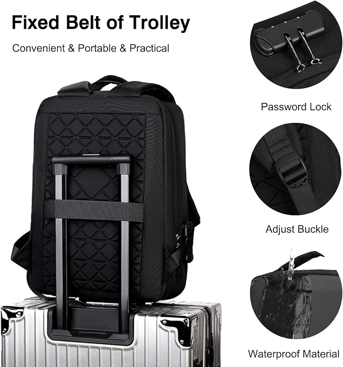 FANDARE Anti-theft Laptop Business Backpack Durable Backpack with USB Daypack 180-degree opening Travel Cabin Rucksack Work Bag Water Resistant Rucksack Work for Men & Women Grey - Image 6