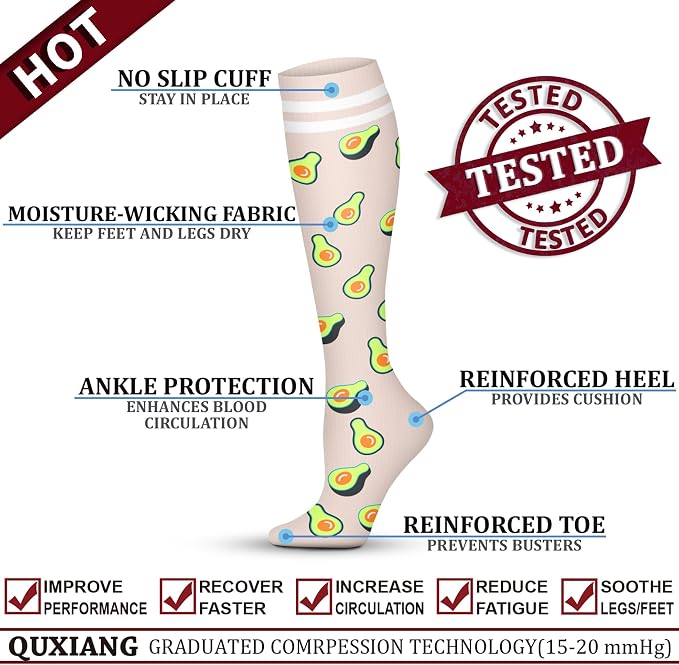 QUXIANG Copper Compression Socks for Women & Men Circulation (8 Pairs) - Best for Running Athletic Cycling - 15-20 mmHg - Image 4