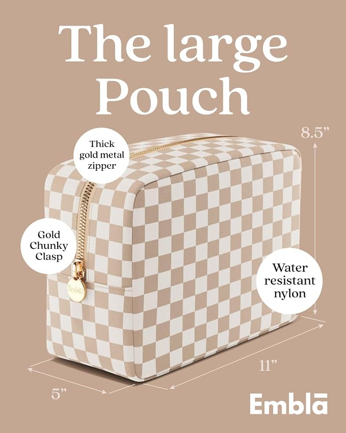 Makeup Bag for Women, Travel Cosmetic Organizer, Waterproof Toiletry Pouch | Large Nylon Cosmetic Bag with Zipper, Water-Resistant Beauty Pouch for Purse, Travel Essentials, Make up Case - Image 2