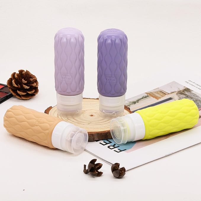 3.4oz Silicone Travel Bottles for Toiletries Refillable Liquid Accessories | for Shampoo and Conditioner, TSA Approved Leakproof Squeeze Bottles Travel-friendly with Labels/Clear Bag - Image 8