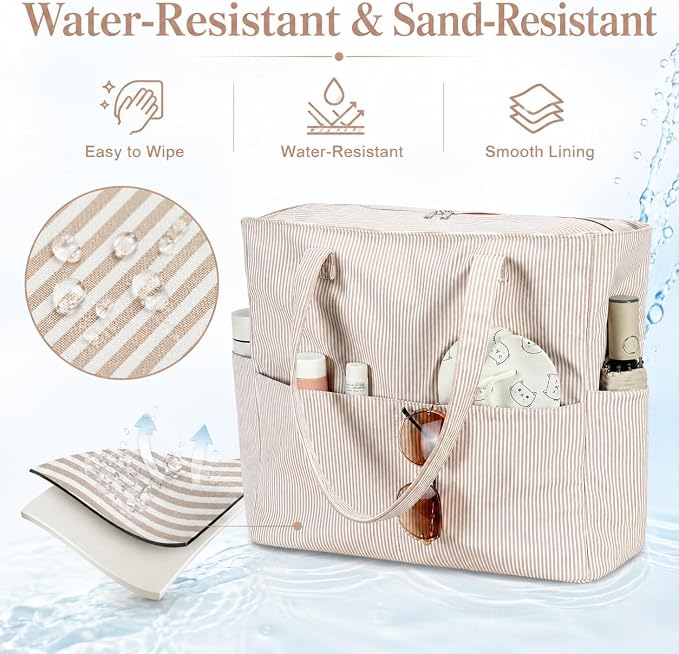 Bluboon Beach Bags for Women, Large Waterproof Tote Bag With Wet Compartment for Pool Weekender Travel Gym - Image 8