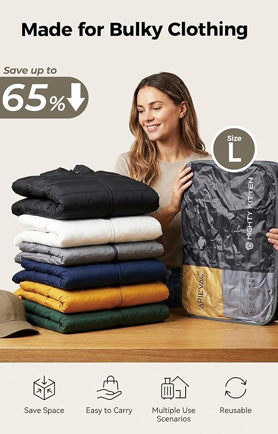 IKYWT Vacuum Storage Bag Kit with Pump, 41L Compression Bag for Home Organization & Long Trips, Vacuum Seal Storage for Luggage & Seasonal Storage (1-Pack) - Image 2