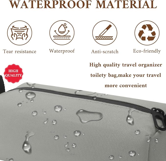 Small Toiletry Bag for Men, Travel Bag Waterproof and Foldable for Storage Mini Toiletry Bag Equipped With Carabiner for Easy Portability (gray) - Image 3