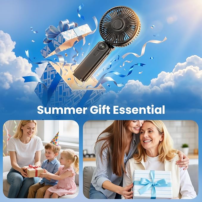 Portable Handheld Fan, 10000mAh Rechargeable 6-Inch Personal Fan for Travel | Ultra Quiet Foldable Desk Fan, 5-Speed Battery Operated Fan with Up to 40H Runtime and Digital Display for Travel and Makeup - Image 9
