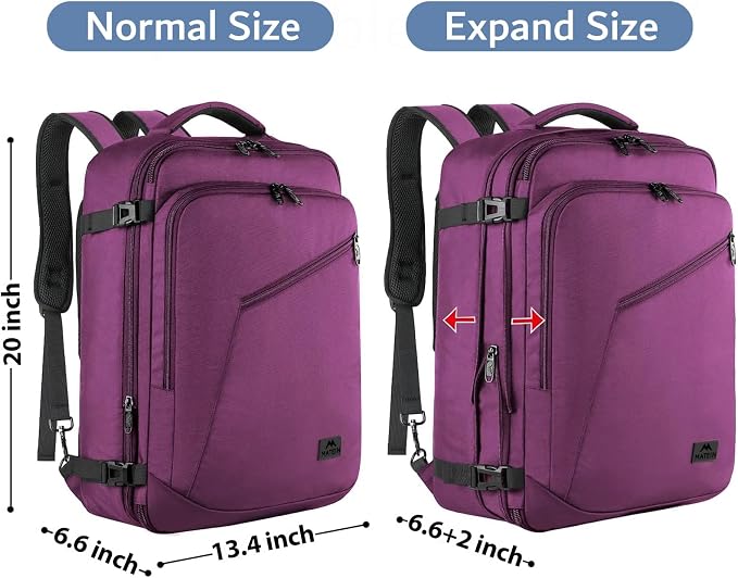 MATEIN Large Purple Travel Backpack, Expandable Airplane Backpack for Women | Carry on Backpack, Casual Daypack, Hidden Shoulder Strap, Airline Approved, Gifts for Work International Trip Travelling - Image 5