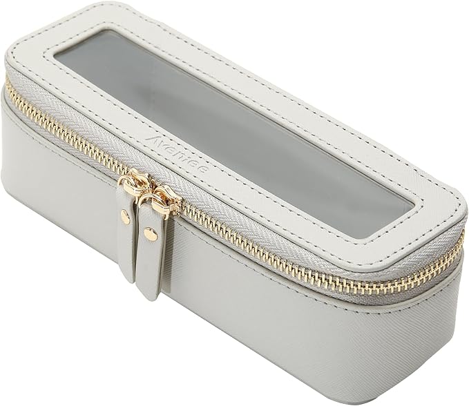Aveniee Clear Makeup Brush Bag, Slim Brush Holder Cosmetic Case, Small Travel Toiletry Bag for Women, Thin Make up Bags with Zippers, Cute Travel Essentials Srorage Bag.Grey by Aveniee