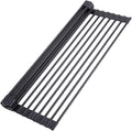 Ohuhu Roll Up Dish Racks, 16.5" L x 13" W Over The Sink Dish Drainer Drying Rack Kitchen Sink Organizer Silicone Wrapped Large in Sink Dish Drying Rack Foldable Rolling Drain Mats Anti-Slip by Ohuhu