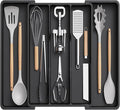 Lifewit Utensil Organizer for Kitchen Drawers, Expandable Utensil Tray | Adjustable Cooking Cutlery Silverware Flatware Holder, Plastic Spatula Tools Storage Divider, 11.5- 20 x 14.5", Black by Lifewit