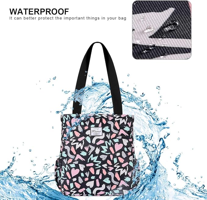 KAMO Floral Tote Bag - Waterproof Lightweight Handbags Travel Shoulder Bag for Hiking Yoga Gym Swimming Travel Beach - Image 6