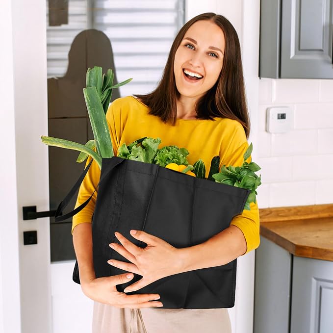 Reusable Grocery Shopping Bags 10 Pack Large Foldable Tote Bags Bulk | Eco Produce Bags with Long Handle for Shopping Groceries Clothes (New 5 Colors) - Image 2