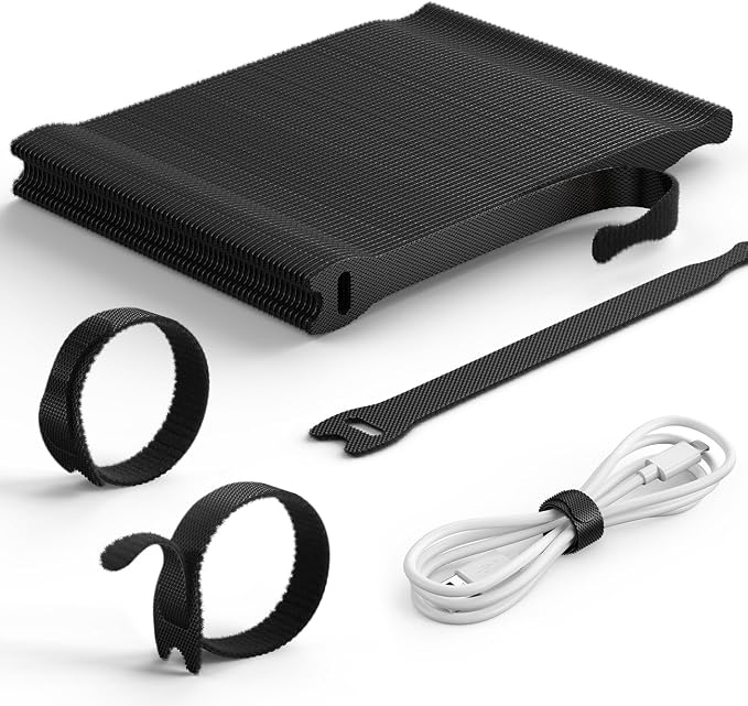 Lamicall 100Pack Reusable Cable Ties, 6-Inch Nylon Hook Loop Straps | Durable Cord Organizer Cable Management Wraps, Wire Storage for Computer PC Home Office, Travel Accessories Gadgets by Lamicall