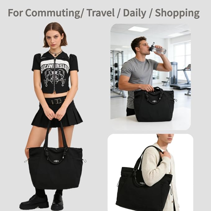 Tote Bag for Women, 17.6L Unisex Lightweight Nylon Totes Purses and Handbags | functionality - Image 5