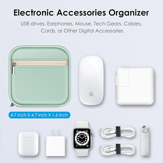 FINPAC Charger Case for MacBook, Small Electronic Organizer Pouch Bag | Portable Travel Storage for MacBook Power Adapter, Laptop Accessories, Magic Mouse, USB Drives, Gadgets, LightGreen - Image 6