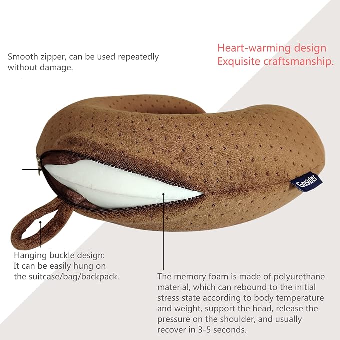 Memory Foam Travel Pillow, Comfortable Travel Neck Pillow U Shape, Support Neck and Head to Relieve Fatigue, Portable Neck Pillow Suitable for Planes, Trains, Self-Driving Cars - Image 4