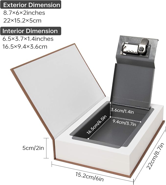 Real Paper Transfer Book Safe, Hollow with Secret Hidden Compartment, Combination Lock, 8.7"×6"×2" (Paris-Combination) - Image 2