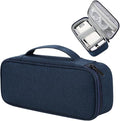 Teskyer Tech Organizer Pouch with Handle, Navy Blue | Water-Resistant Fabric, Adjustable Dividers, Multiple Compartments, Protective Lining, Travel and Office Use by TESKYER