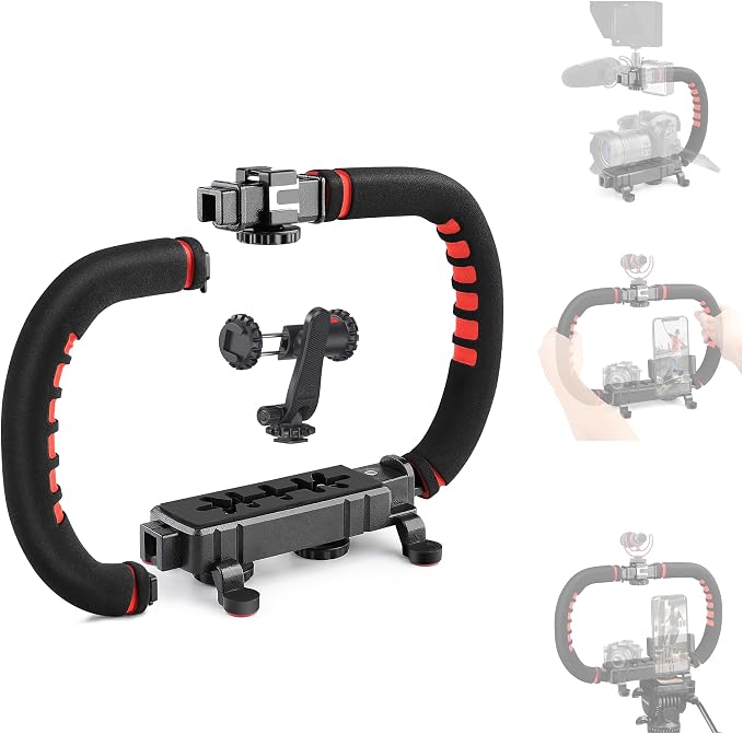 Zeadio Camera Smartphone Stabilizer, Handle Grip Handheld Video Rig, Compatibility with All Camera, Camcorder, Action Camera, DSLR and for All iPhone and Android Smartphones by Zeadio