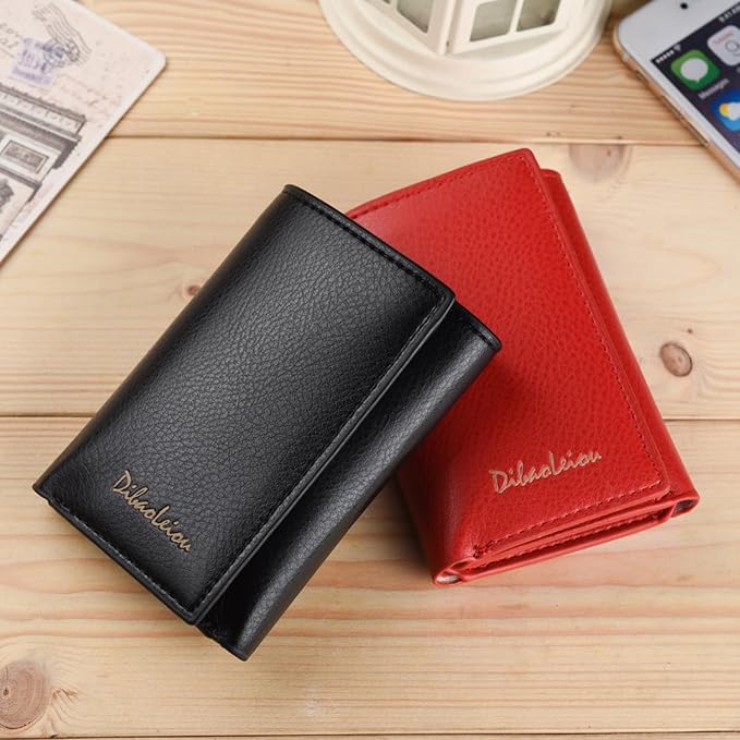 Men Women Wallet Trifold Soft Leather 4 Card Holder 2 Money Pockets with Photo Window Mother Kids Girl Gift - Image 8