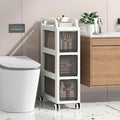 Bathroom Storage with Drawers, 7.87" Wide Slim Cabinet with Wheels | Freestanding Narrow Cupboard, Small Cart for Small Space Kitchen Office Bedroom Under Desk, 26" Tall, 3-Drawer, Gray by ZHYOCOGY