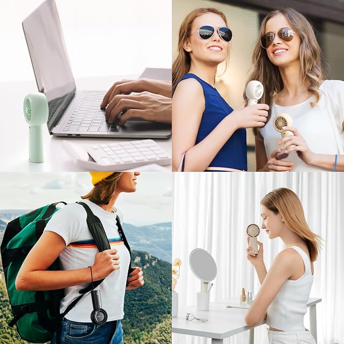 JISULIFE Portable Handheld Turbo Fan Rechargeable 4000mAh 5-Speed (Green) | Up to 16H max cooling, Personal Battery Powered Pocket Fan for Travel/Outdoor/Vacation/Concerts, Birthday Gifts for Women - Image 7