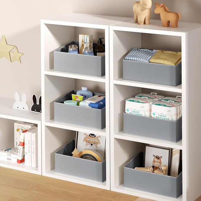 DIMJ Closet Storage Bins 8 Pack - Fabric Storage Baskets for Shelves, Large Clothes Organizers with Handles, Trapezoid Shelf Organization Storage Cubes for Purse, Toys, Books, Towel, Clothes - Image 4