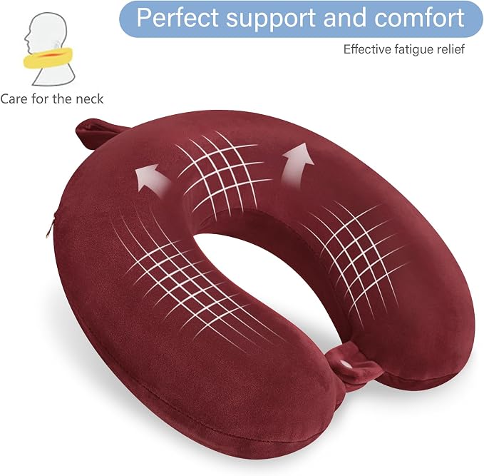 Travel Neck Pillow Memory Foam U Shape Neck Pillow for Travel Pillow Comfortable Head Neck Support Airplane Pillow for Traveling Car Home Office Travel Neck Flight Pillow - Image 4