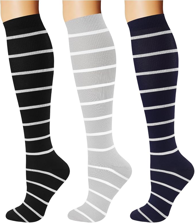 Breslatte Compression Socks for Women Men 15-20 mmHg | Graduated compression stockings knee high athletic support socks for travel running flying nurse pregnant by Breslatte