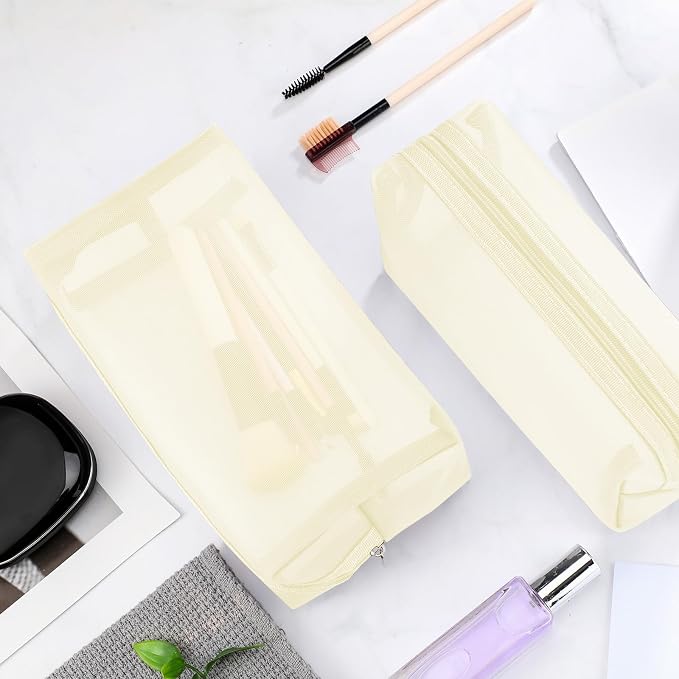 6 Pieces Mesh Makeup Bags Mesh Cosmetic Bag Portable Travel Organizing Zipper Pouch Toiletries Makeup Pouches for Home Office Travel Accessories - Image 5