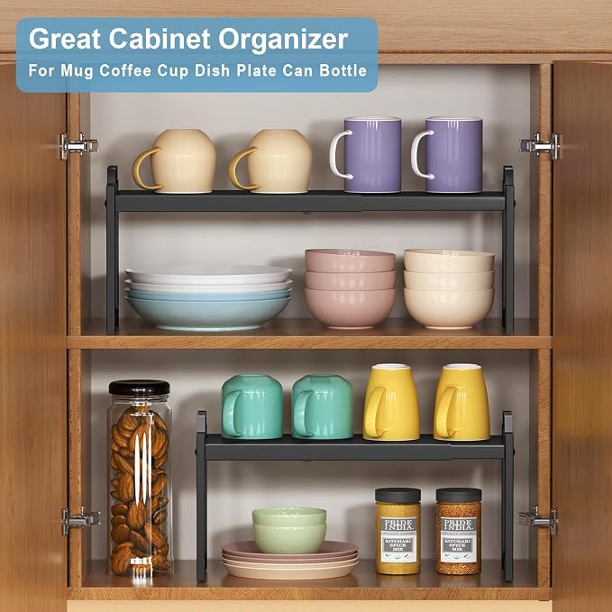 Narrow Expandable Cabinet Shelf Organizer 5.51" Width, Kitchen Counter Storage Shelves Spice Racks, Small Cupboard Countertop Tabletop Shelves Organizers, Expandable Adjustable Stackable, Load 30LBS - Image 5