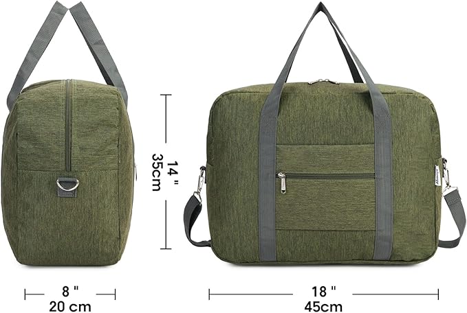 For Spirit Airlines Personal Item Bag 18x14x8 Foldable Travel Duffel Bag Tote Duffle Carry on Luggage for Women and Men 30L (Army Green (With Shoulder Strap)) - Image 4