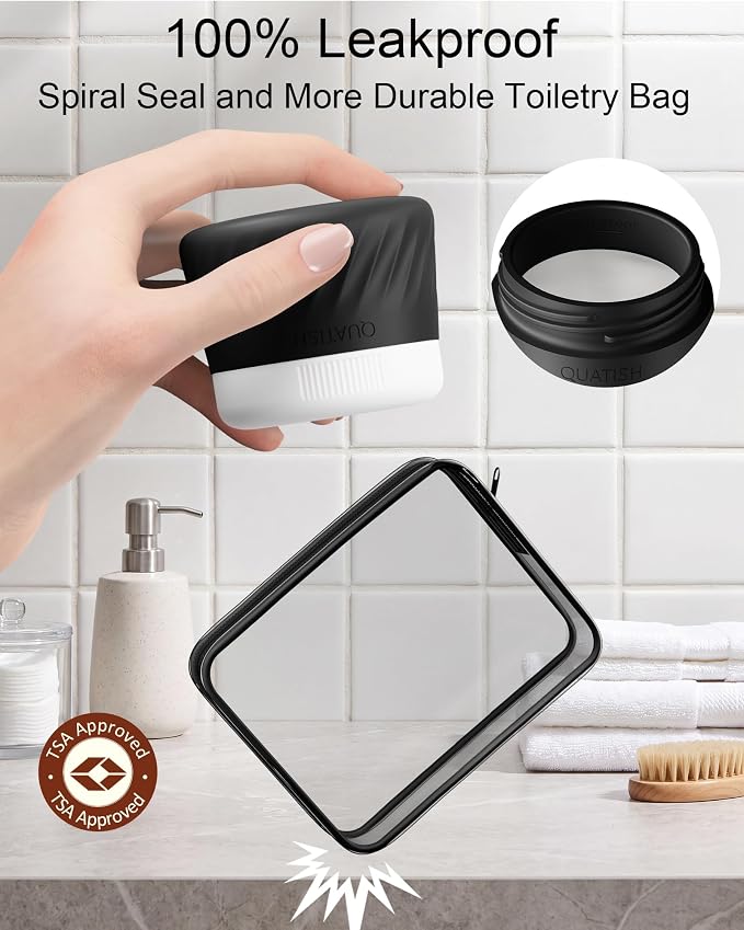 Quatish 6 Pack Travel Size Containers for Toiletries, 1oz, Grey | Leakproof, TSA Approved Silicone Jars, Easy to Clean, Portable Travel Essentials for Lotion Cosmetics Medicines and Jewelry - Image 2