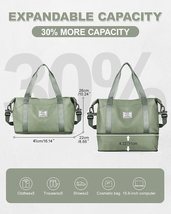 Travel Duffel Bag, Sports Tote Gym Bag, Shoulder Weekender Overnight Bag for Women - Image 3