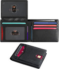VATAN Wallet for Men Slim RFID Blocking Leather Credit Card Holder Wallet for 15 Cards, Bifold Minimalist Thin Wallet with 2 ID Windows & Cash Slot, With Gift Box (Cross Grain Black) by VATAN