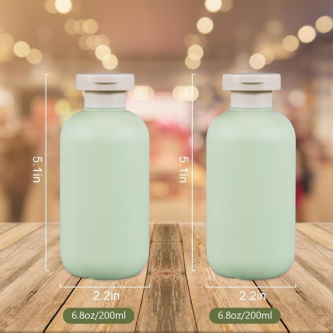 6.8oz Squeeze Bottles with Flip Cap, Refillable Plastic Travel Bottles for Creams, Lotion, Shampoo, Conditioner (2 Pcs) - Image 2