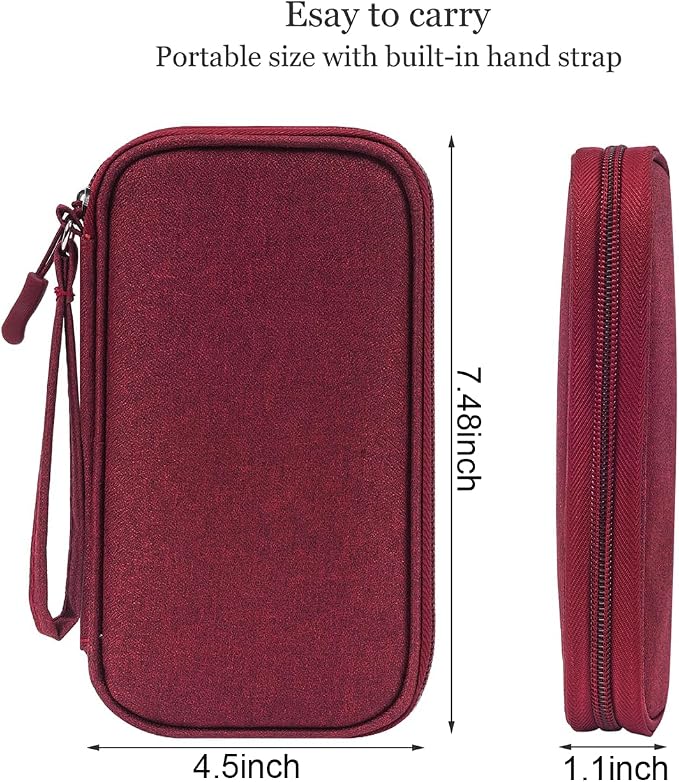 CAAORDKSO Electronic Cord Organizer Travel Case, Electronic Organizer Pouch Bag, Cable Organizer bag Pouch Electronic Accessories Case for Cable, Cord, Charger, Phone, Power Bank, Earphone (Wine Red) - Image 2