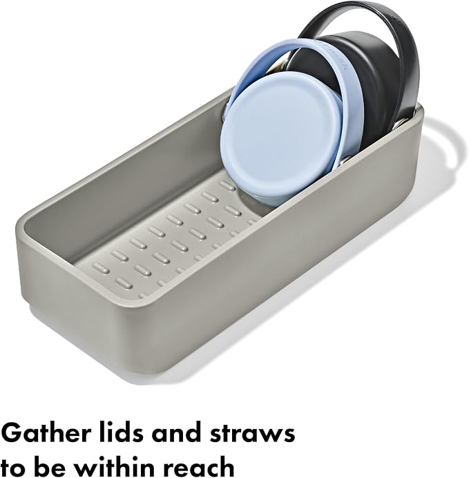 OXO Good Grips Water Bottle Organizer and Accessory Bin | Water Bottle Holder, Organizes Water Bottles, Lids and Straws, Ideal for Cabinet & Drawer Storage - Image 4