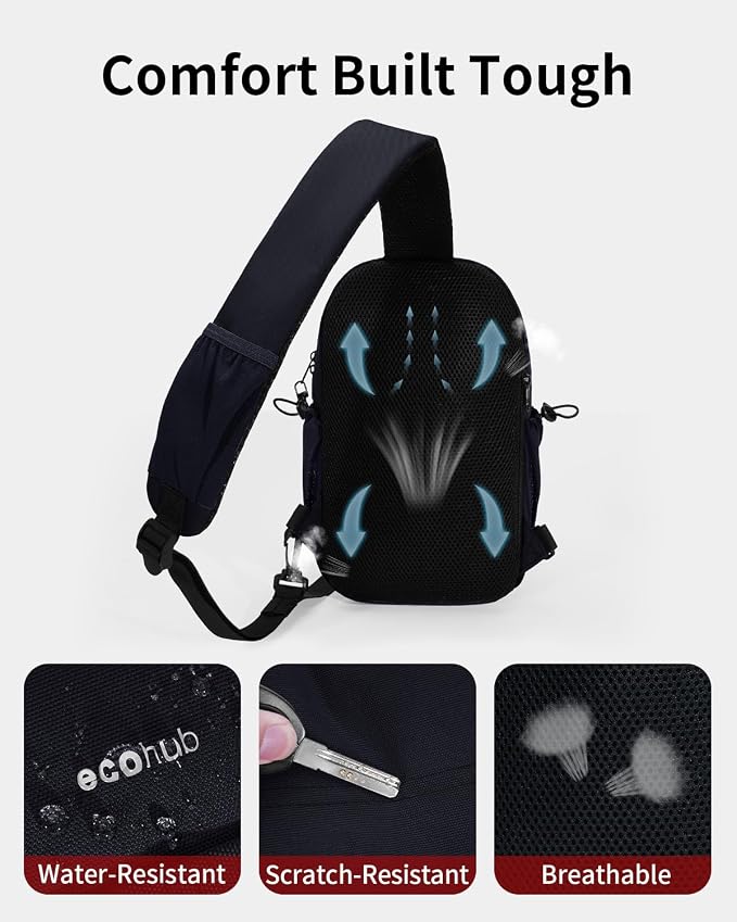 ECOHUB Anti-Theft Crossbody Bag Men Women RFID Blocking Lightweight Sling Backpack Water Resistant for Travel Hiking Outdoor - Image 6